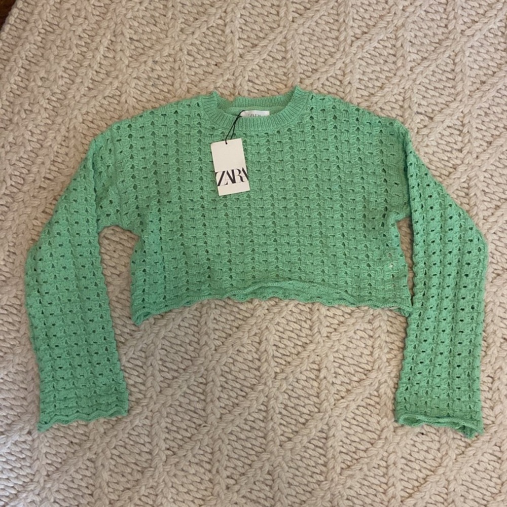 Zara Green Sweater Cropped - Brand new